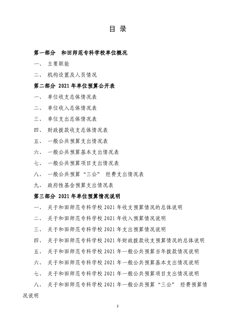 和田师范专科学校2021年单位预算公开